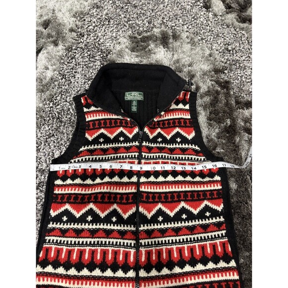 Lauren Ralph Lauren Active Lambs Wool Full Zip Sweater Vest M Nordic Fair Isle - Picture 3 of 5